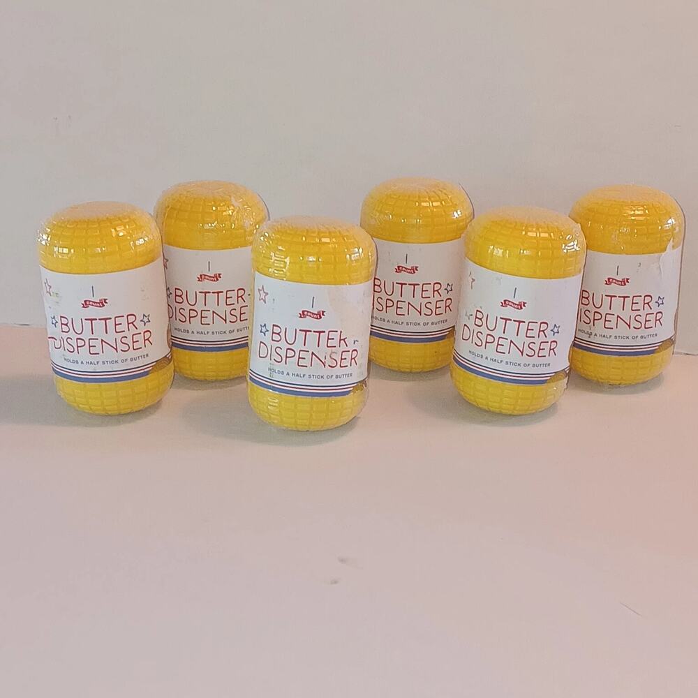 6 NEW Yellow Plastic Sealed Corn-On-the-Cob BUTTER DISPENSERS 3.5 x 2